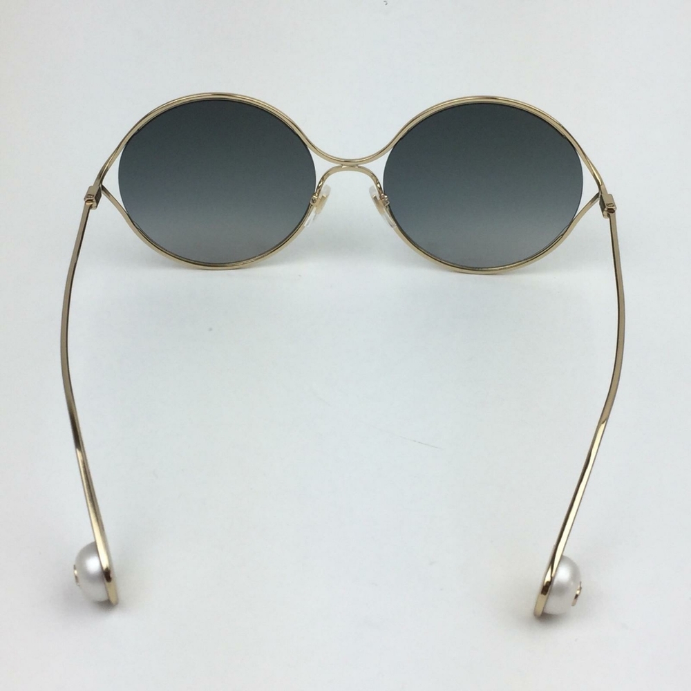 Gucci Gold Frame Round Sunglasses with Gray Gradient Lenses - Picture 3 of 16